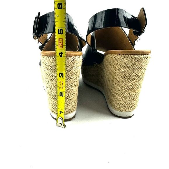 Dolce Vita DV8 Black Faux Leather Open Toe Wedge Sandals Ankle Strap Sz 6 - Picture 8 of 11